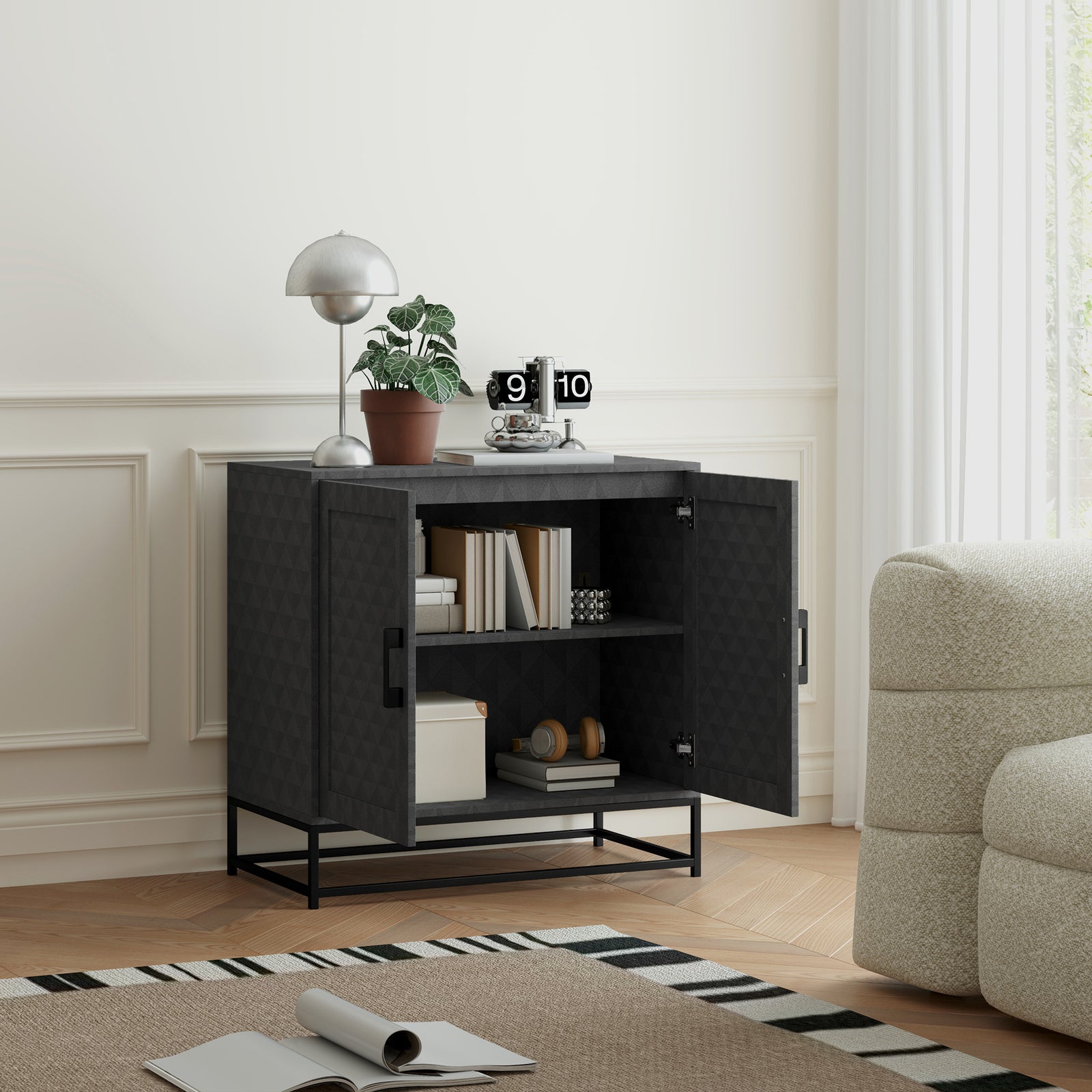 Modern Storage Cupboard With Adjustable Shelf 2 Doors | One Size | Gray