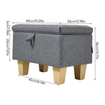 Linen Upholstered Storage Ottoman | Grey