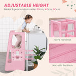 Step Stool, Adjustable Standing Platform, Toddler Kitchen Stool | Pink