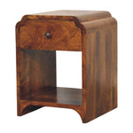Solid Wood Newton Mini Chestnut Nightstand With A Drawer And Open Shelf