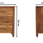 Spindle 3-drawer Chest – Solid Wood, Light Brown Finish