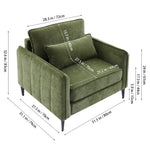 Modern Chenille Upholstered Armchair – Green Single Sofa With Cushions & Sturdy Legs
