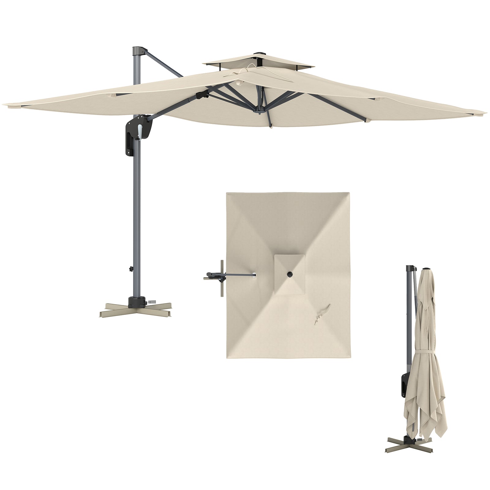 3.7x2.7m Cantilever Parasol, Hanging Offset Umbrella