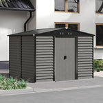 10 X 8ft Metal Storage Shed With Foundation, Double Sliding Doors & Vents, Weatherproof Outdoor Tool Shed For Garden Or Backyard