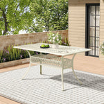 Vintage Rectangular Cast Aluminium Garden Bistro Table,150w X 90d X 73h Cm | 150cm | White