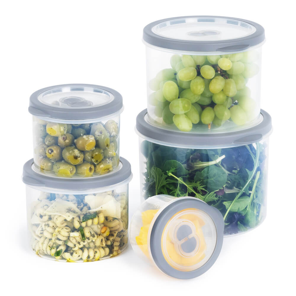 Airtight Mixed Round Containers - Set Of 5