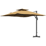 3m Cantilever Parasol W/ Hydraulic, Dual Top, Base | Khaki