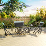 4 Piece Foldable Camping Table And Chairs Set, Grey | Grey