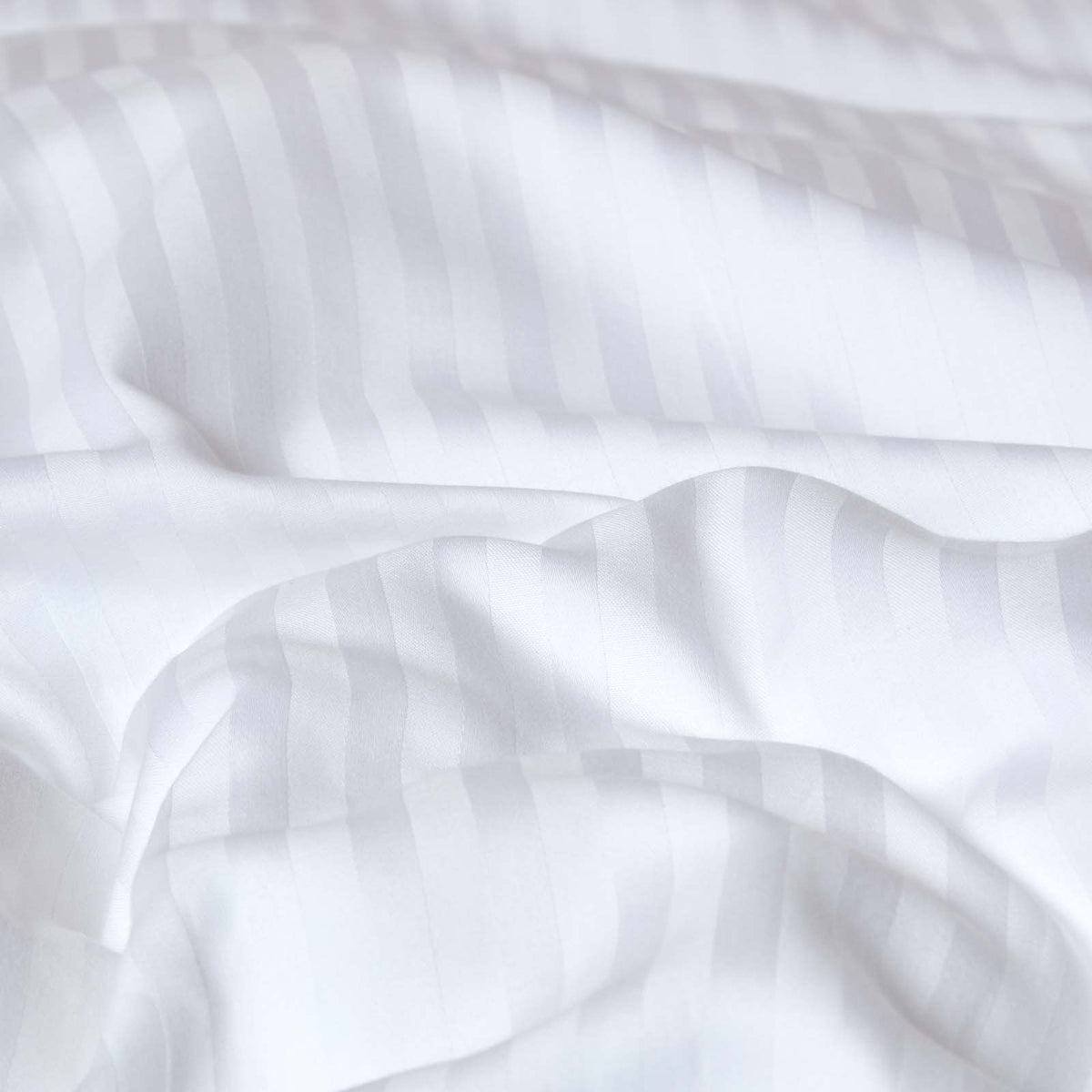 Egyptian Cotton Stripe Duvet Cover With Pillowcase, 330 Tc | Single | White
