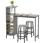 HOMCOM 3 Pieces Dining Room Set, 6-tier Dining Table And Stools, Natural