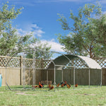 Walk-in Chicken Run Galvanised Chicken Coop W/ Cover | Large | Silver