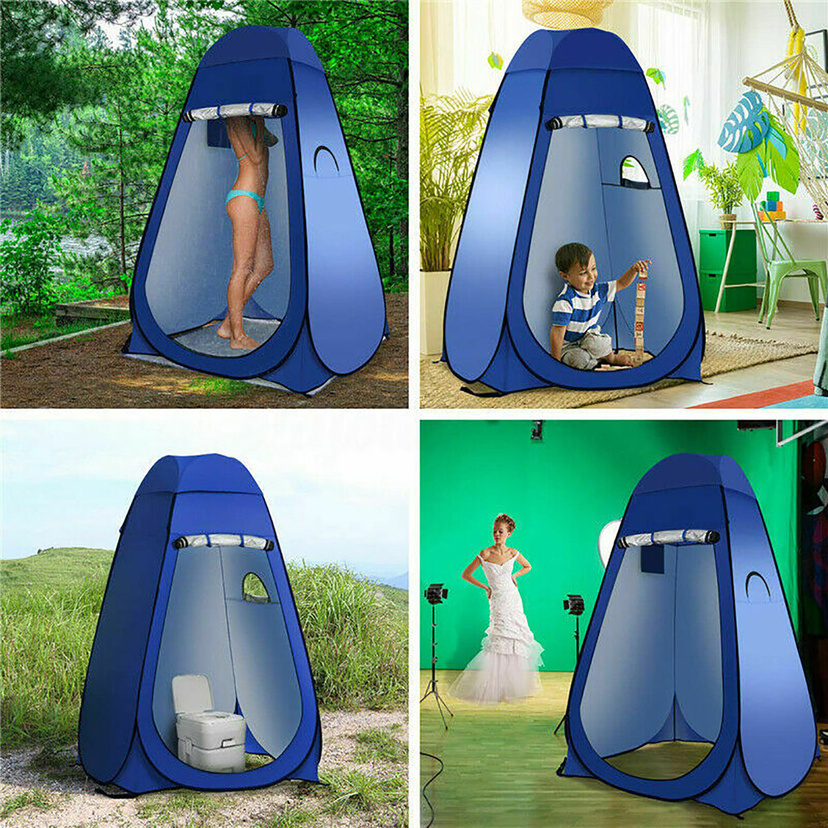 Portable Pop Up Toilet Tent Instant Foldable Camping Privacy Shower Changing Tent | Blue