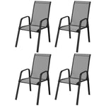 Set Of 4 Garden Dining Chair Set Outdoor With High Back