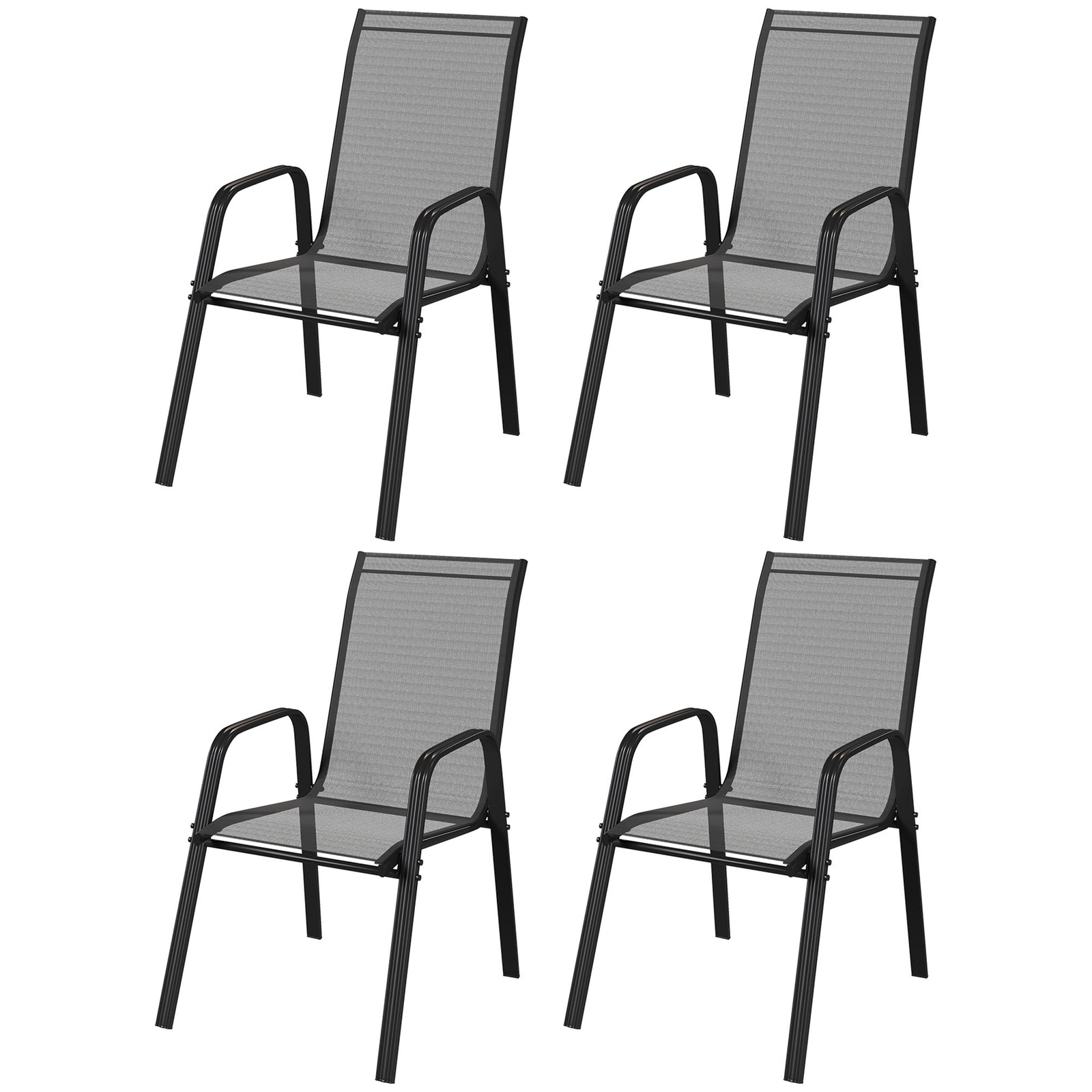 Set Of 4 Garden Dining Chair Set Outdoor With High Back