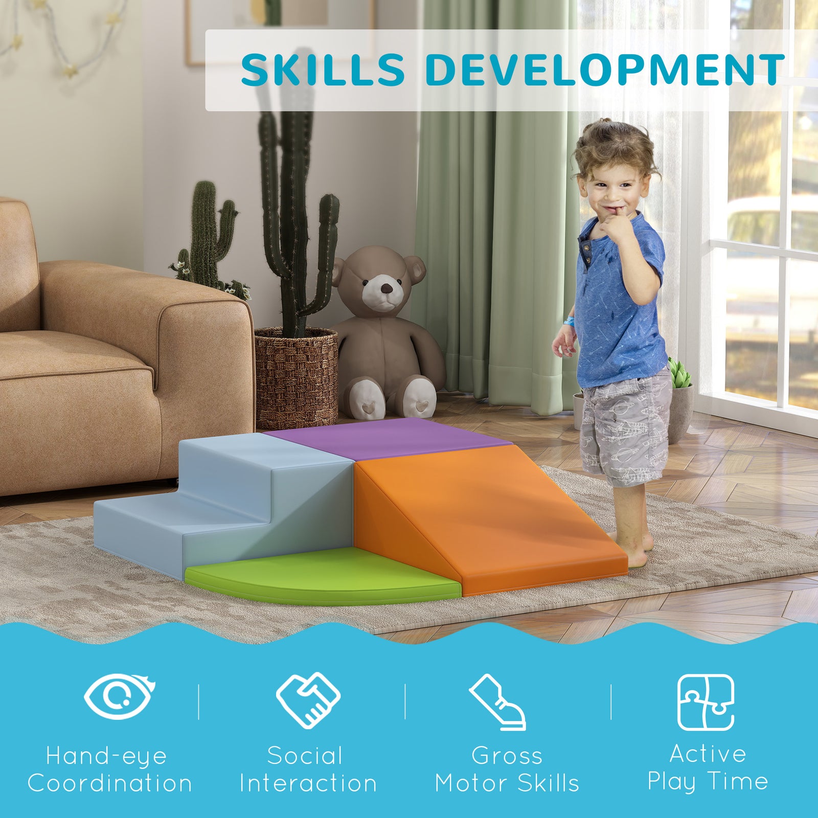 4-piece Soft Play Set Climb And Crawl Foam Activity Toys | Orange