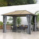 Pc Hardtop Gazebo With Aluminium Frame And Curtains | Large | Gray