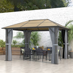 Pc Hardtop Gazebo With Aluminium Frame And Curtains | Large
