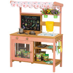 AIYAPLAY Wooden Kids Mud Kitchen With Canopy, Planter Box, Pink
