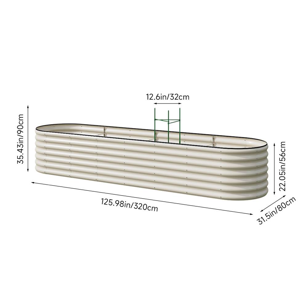 Galvanized Metal Raised Garden Bed – Extra Large Elevated Planter Box With Safety Edging, White | Large | White