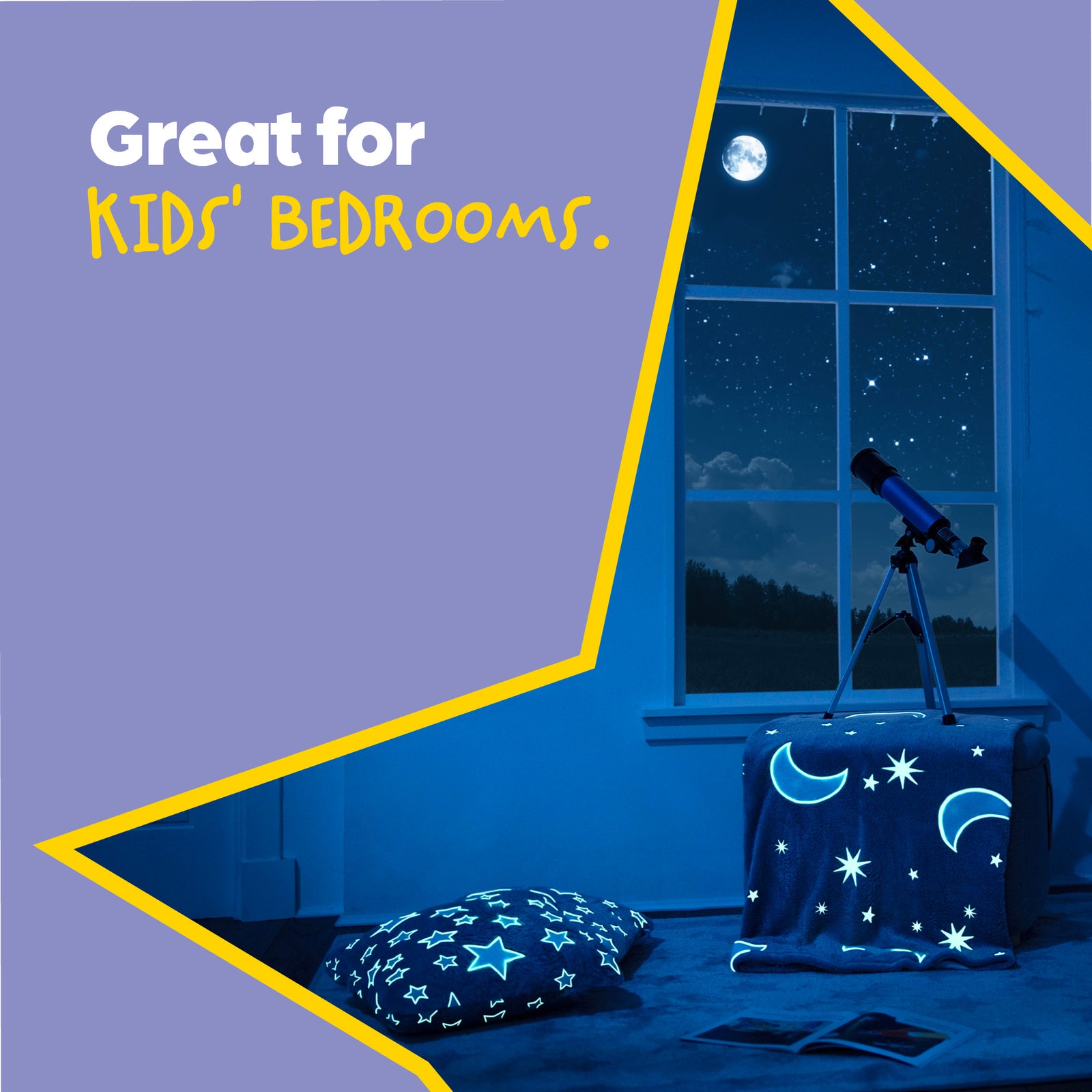 Grey Glow In The Dark Cushion With Star Pattern Soft Plush Bedroom