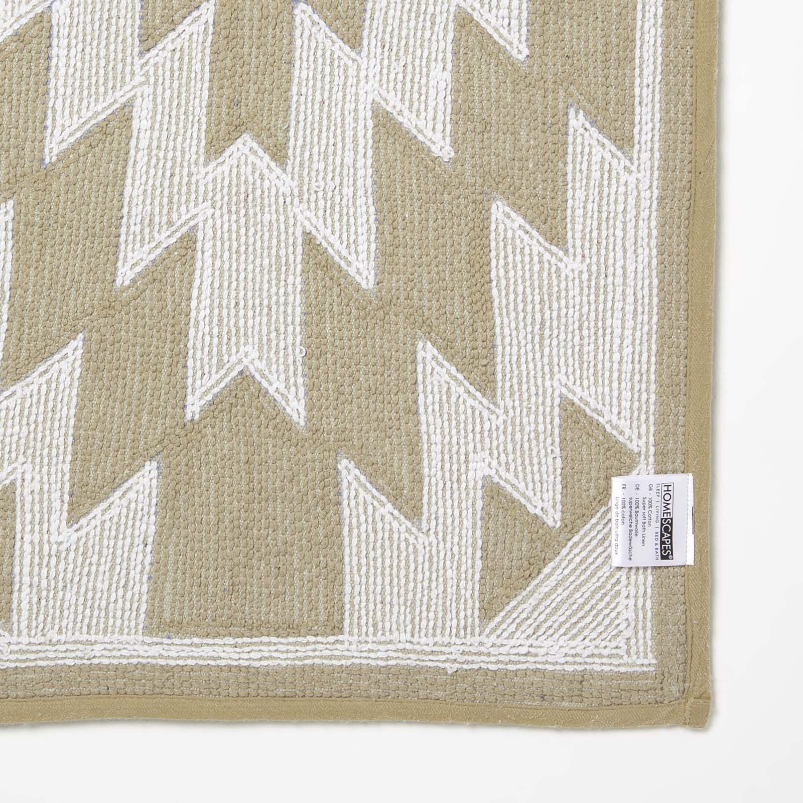 Natural And White Bath Mat 100% Cotton Aztec Design, 50 X 80 Cm