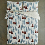 Winter Bears Fleece Duvet Cover Set With Sherpa Reverse – Soft And Warm Woodland Bedding | Double | Multi