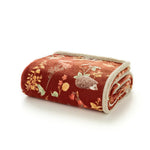 Autumnal Woodland Throw Rust – Sherpa Lined Woodland Animal Blanket 130x170cm | 130cm x 170cm | Rust