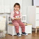 2 In 1 Wooden Toy Box, Seat Bench Storage Chest W/ Pneumatic Rod | White