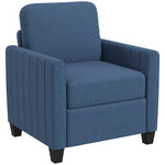 Modern Accent Chair With Spring Cushion, Back Pillow | Blue