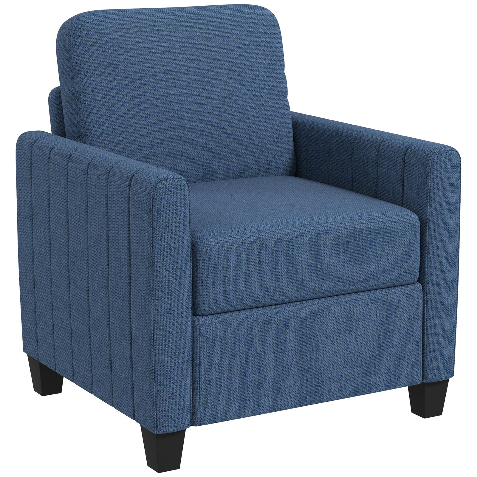 Modern Accent Chair With Spring Cushion, Back Pillow | Blue