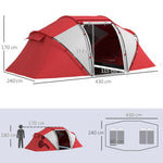 4-6 Persons Camping Tent Dome Family Travel Group Hiking Room Fishing | Grey & Red