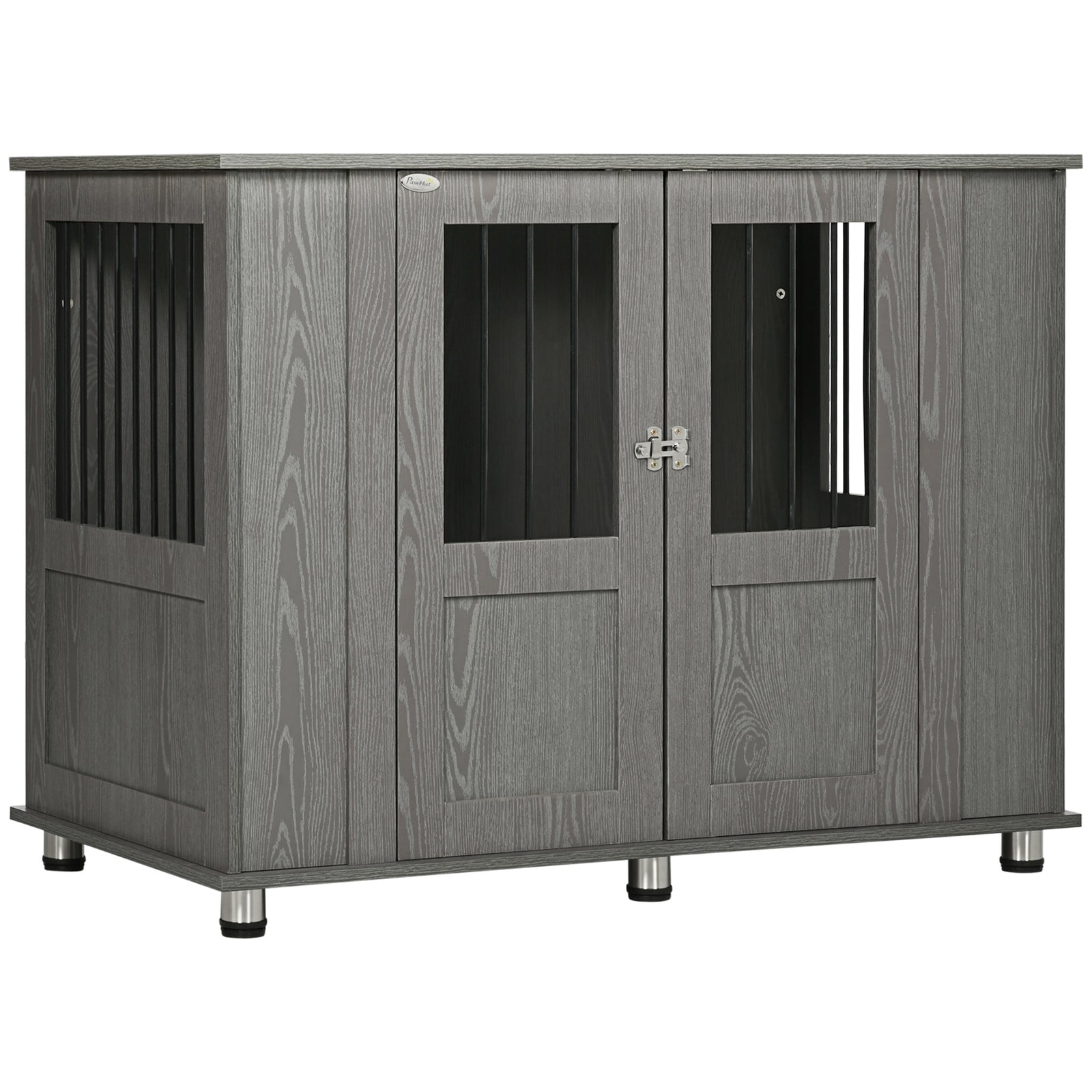 Dog Cage End Table W/ Magnetic Doors - Grey