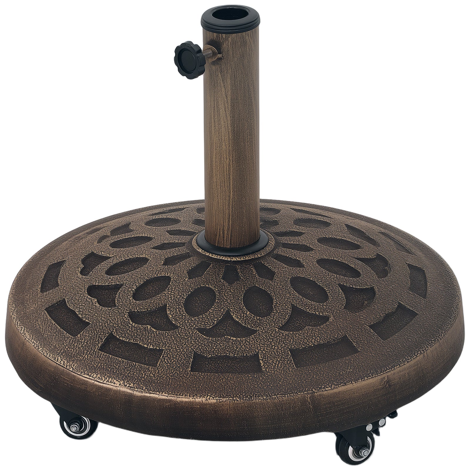 Outsunny 21kg Resin Garden Parasol Base Umbrella Stand With Wheels