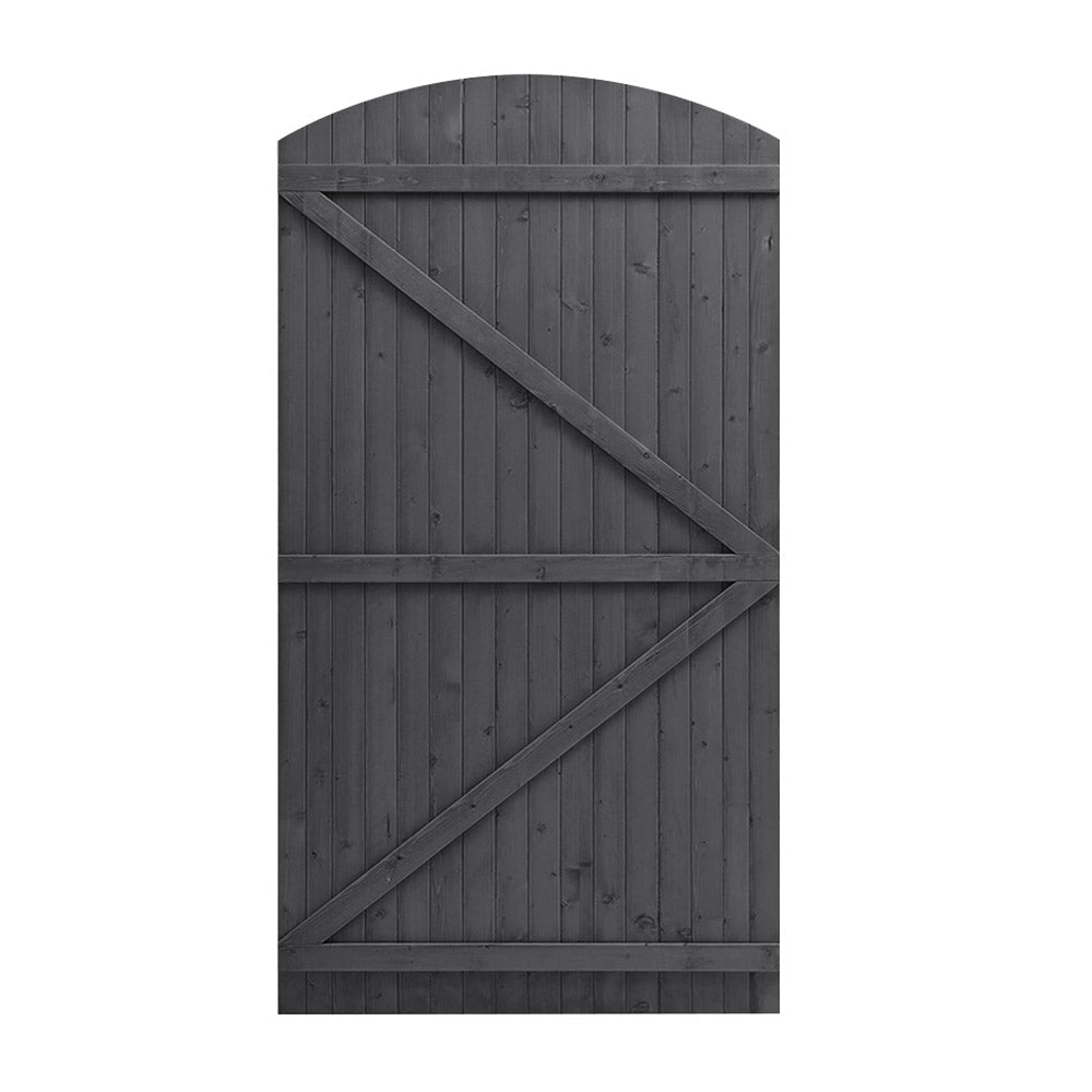 105cm W X 150/180/210cm H Wooden Garden Gate With Arched Top, Pine Wood Outdoor Fence Gate With Installation Hardware | 180cm | Grey
