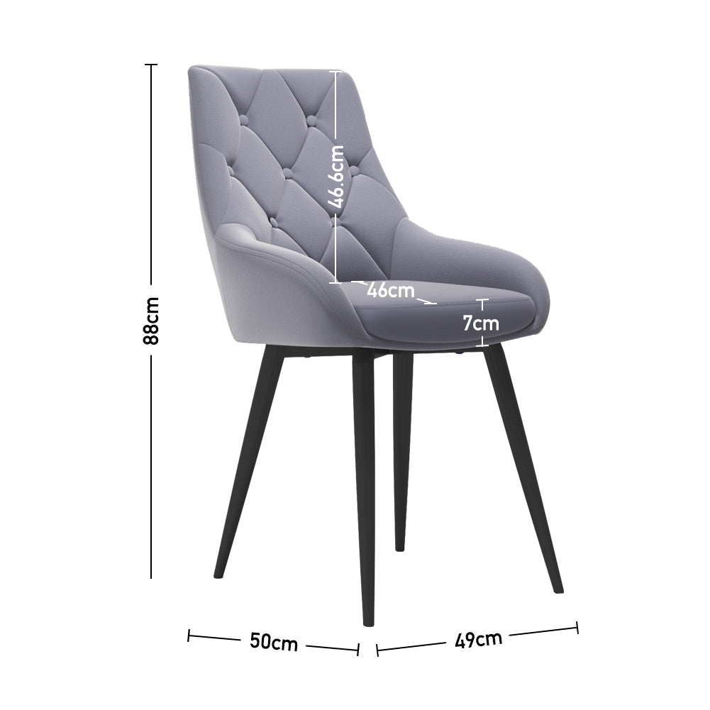 Velvet Metal Legs Button Upholstered Dining Chair, Set Of 2