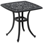 53cm Outdoor Square Side Table, Cast Aluminum - Black