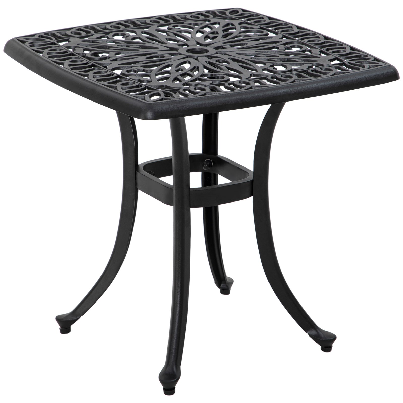 53cm Outdoor Square Side Table, Cast Aluminum - Black