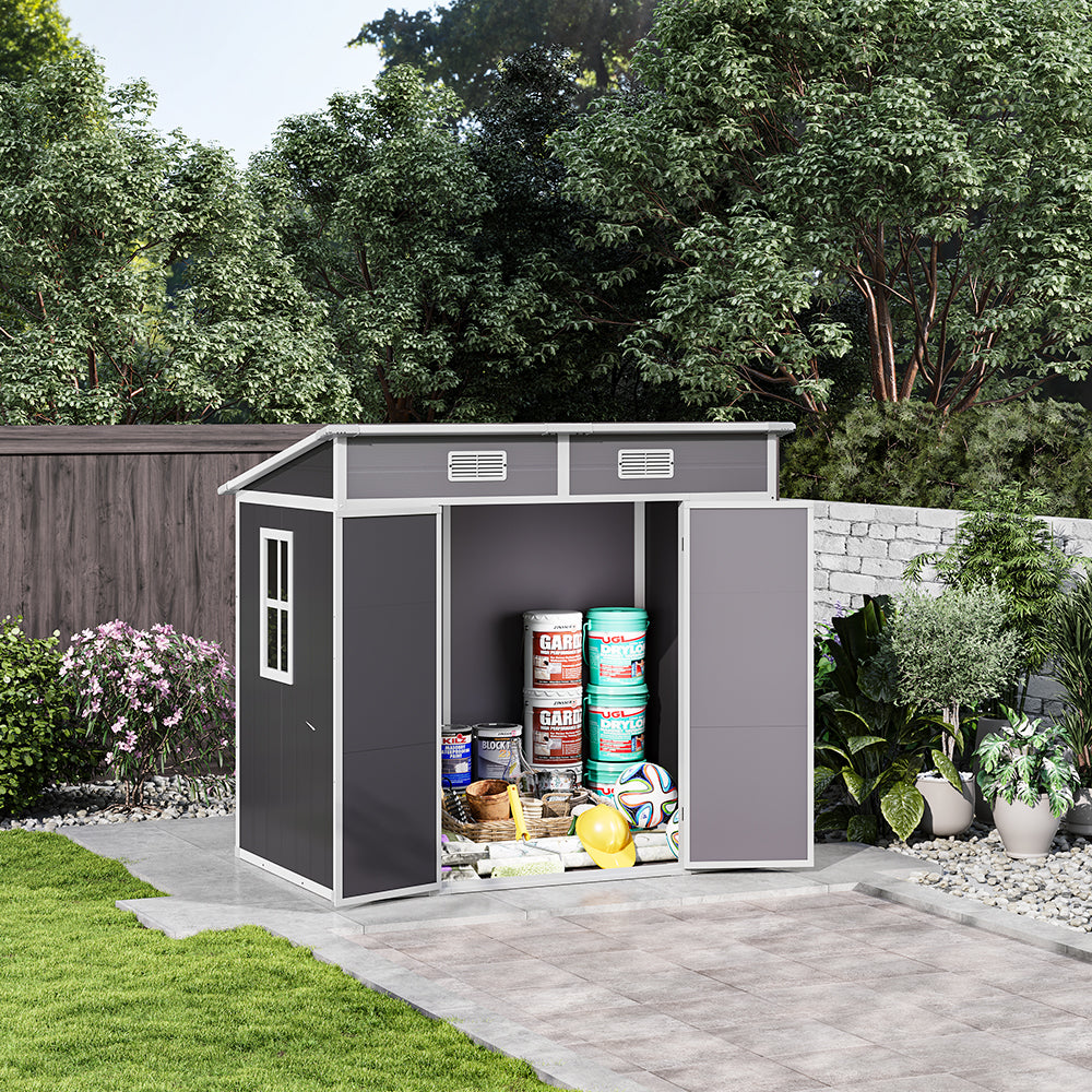 Outdoor Plastic Garden Storage Shed | Medium | Light Grey