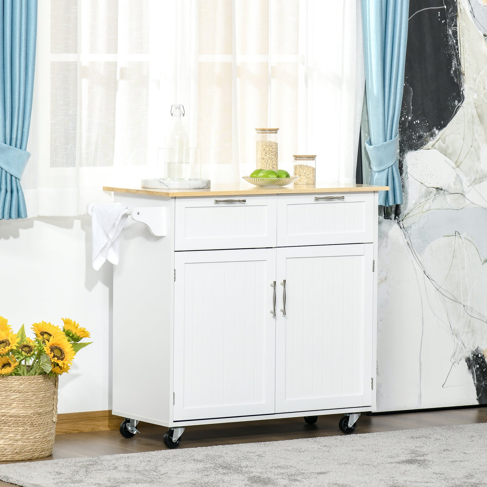 Rolling Kitchen Cart With Adjustable Shelves