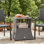 Rattan Wicker Tea Coffee Table W/ Umbrella Hole | Dark Grey