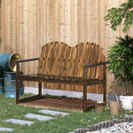 Wooden Bench Patio Loveseat W/ Backrest