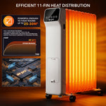 Oil-filled Electric Radiator 2500w With Thermostat, 9 Hour Timer | White