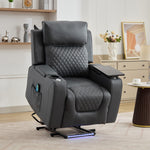 Byron Electric Riser Recliner Chair With Massage And Heat, Drink Cooler, Table | Grey