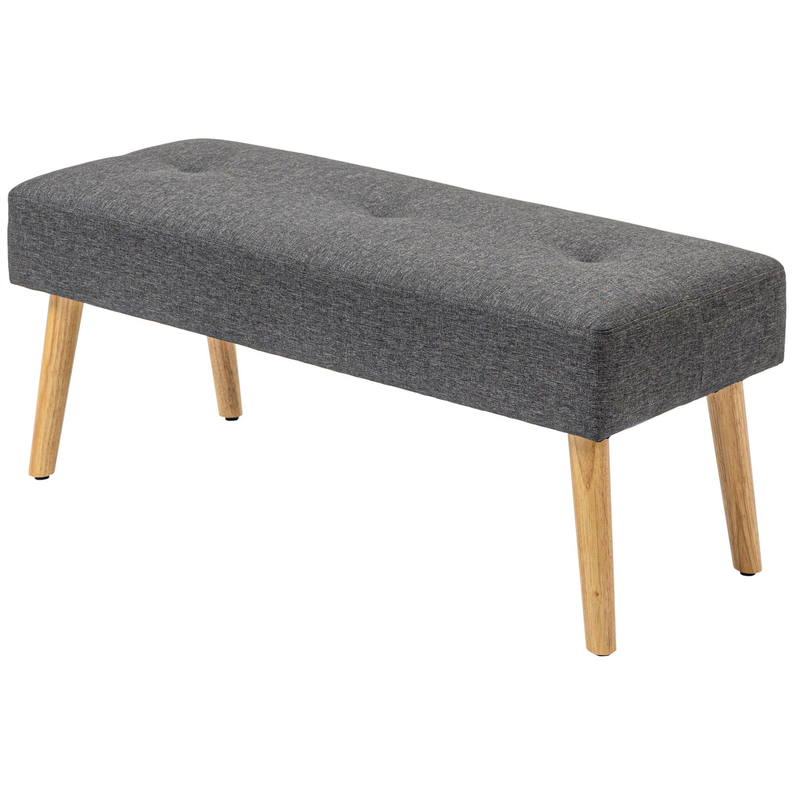 Upholstered Bed End Bench Ottoman Tufted Linen Entryway