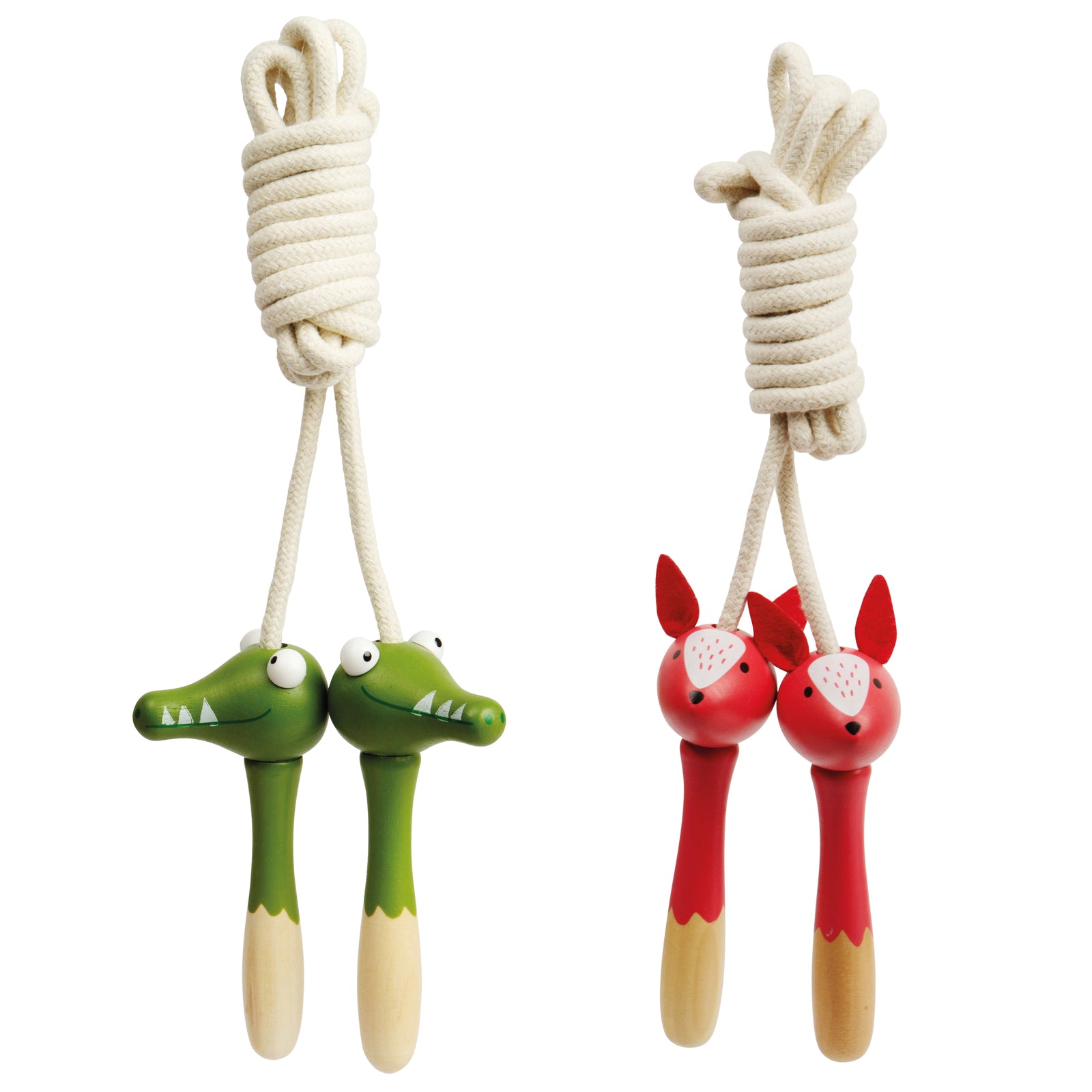 2pcs Wooden Animal Skipping Ropes - Fox and Crocodile