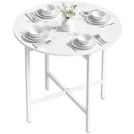 HOMCOM Folding Dining With Steel Frame For Small Spaces, White
