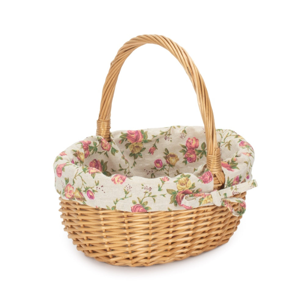 Wicker Shopping Basket Buff Willow Oval Shopper | Pink