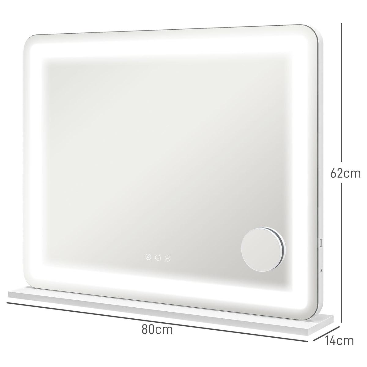HOMCOM Vanity Mirror With Lights, Usb White
