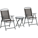 Patio Bistro Set Folding Chairs & Coffee Table For Balcony | Brown