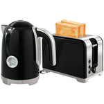 Kettle And Toaster Set With Temperature Gauge, Crumb Tray | Black